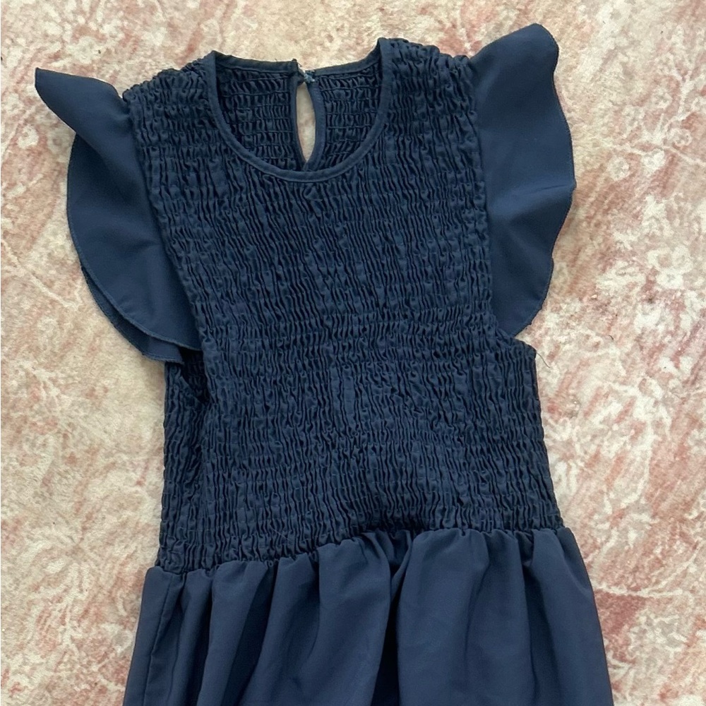 Navy Blue Scrunched Maxi Dress